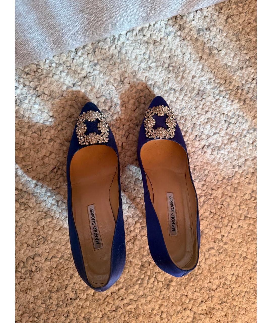 MANOLO BLAHNIK Синие текстильные туфли, фото 3
