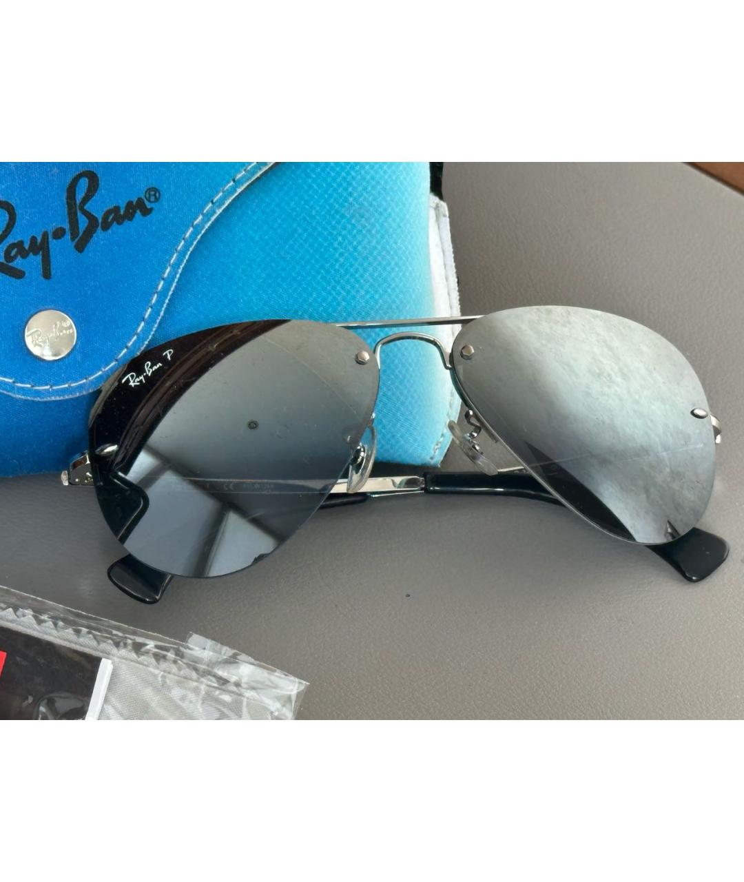 RAY BAN Антрацитовые металлические солнцезащитные очки, фото 4