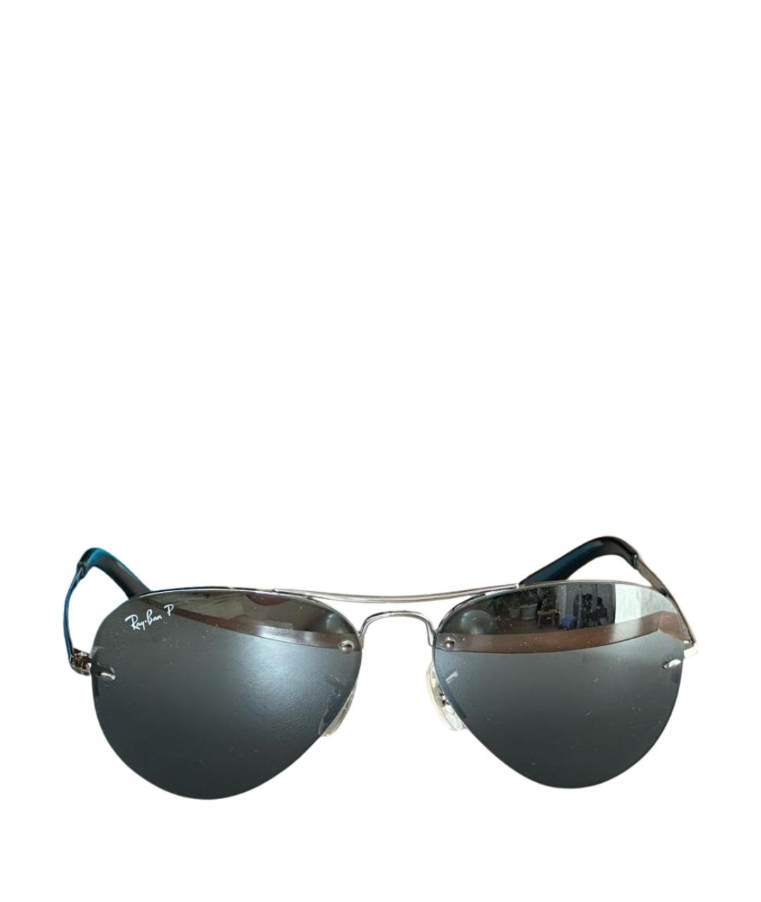 RAY BAN Антрацитовые металлические солнцезащитные очки, фото 1