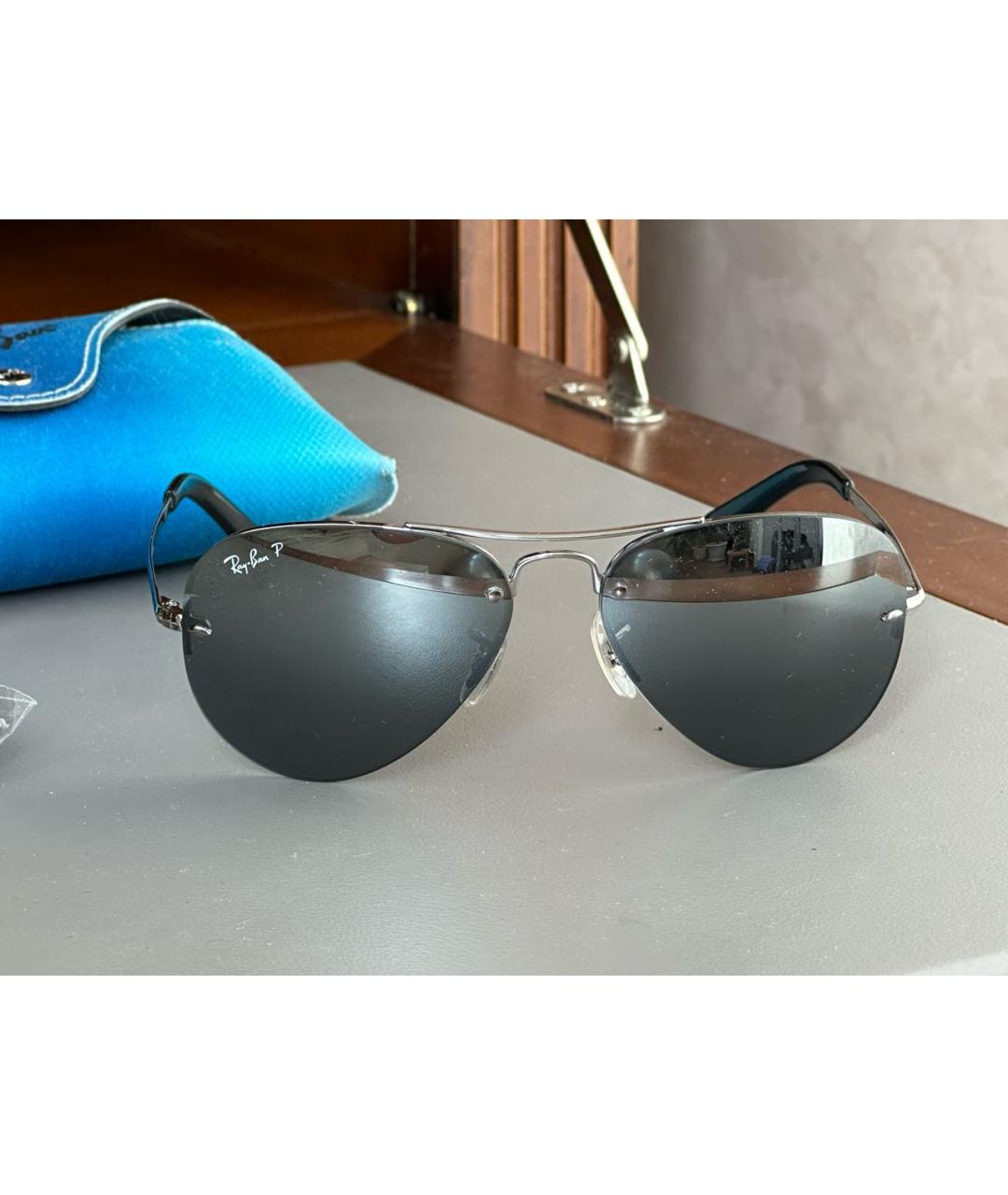 RAY BAN Антрацитовые металлические солнцезащитные очки, фото 5