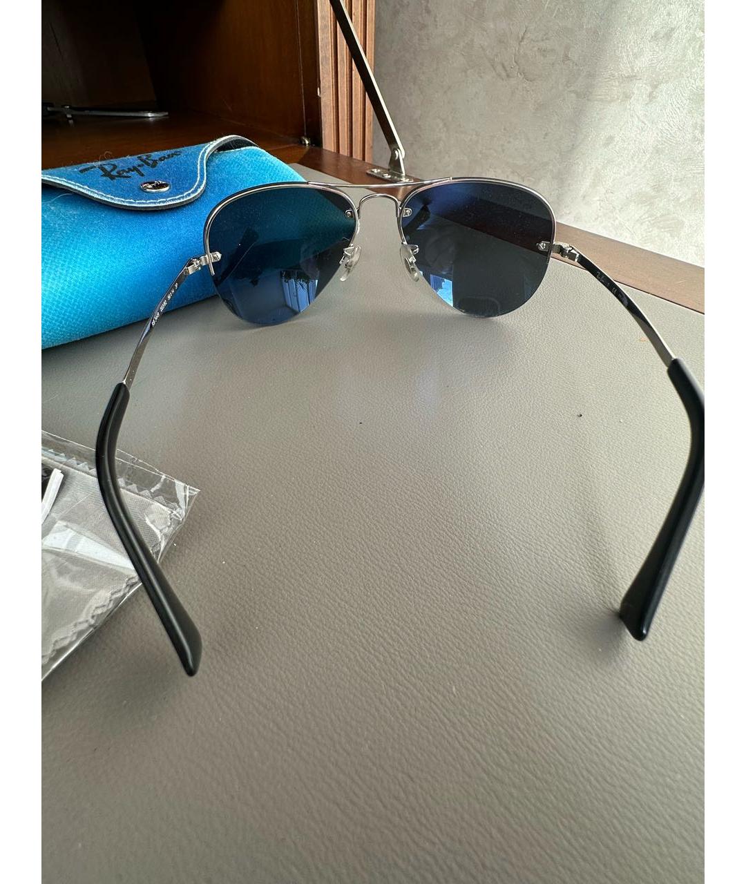 RAY BAN Антрацитовые металлические солнцезащитные очки, фото 2