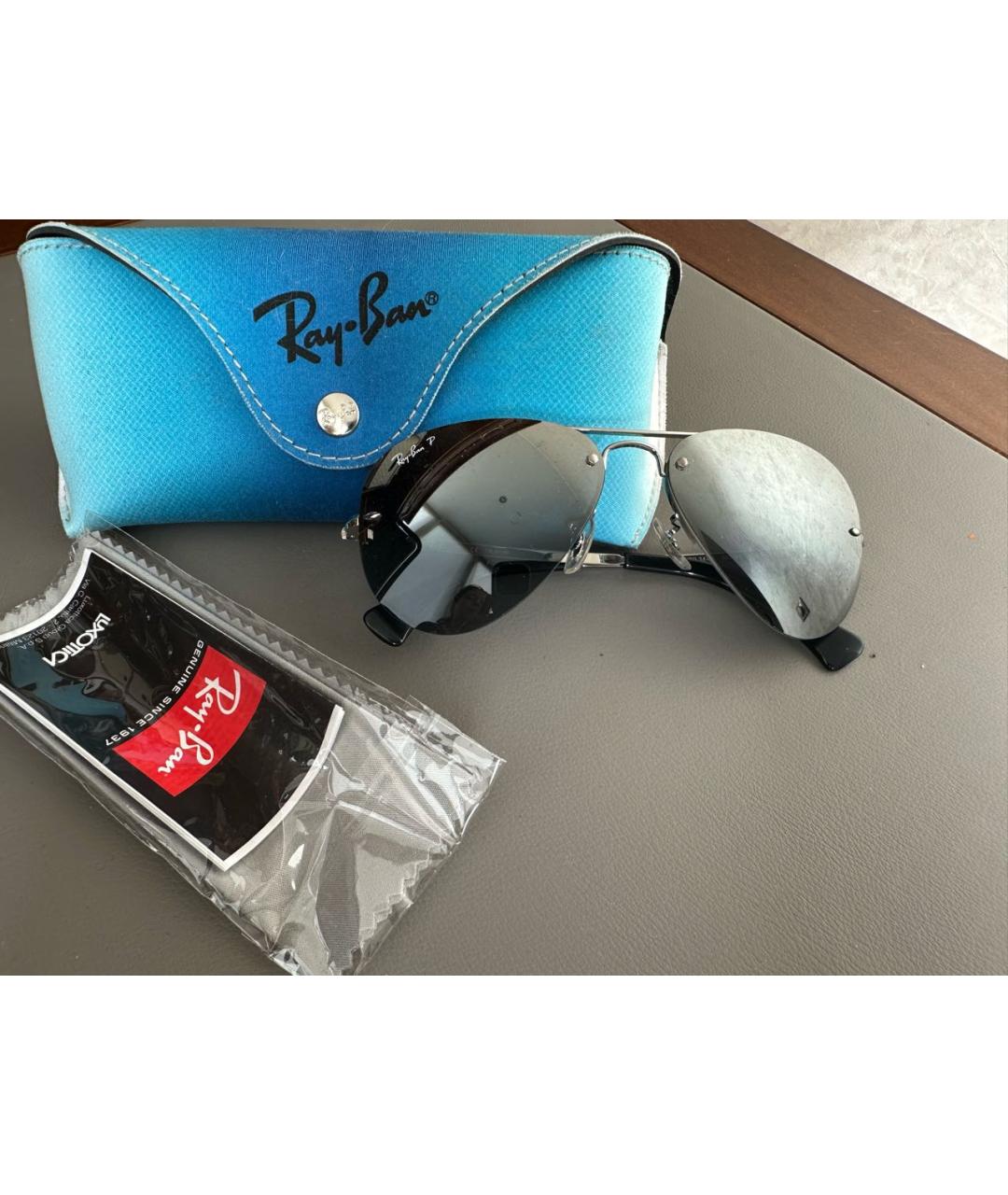RAY BAN Антрацитовые металлические солнцезащитные очки, фото 3