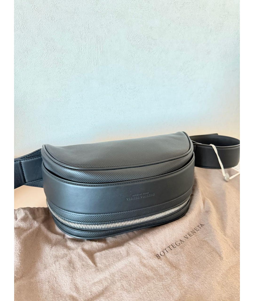 BOTTEGA VENETA Черная кожаная поясная сумка, фото 3