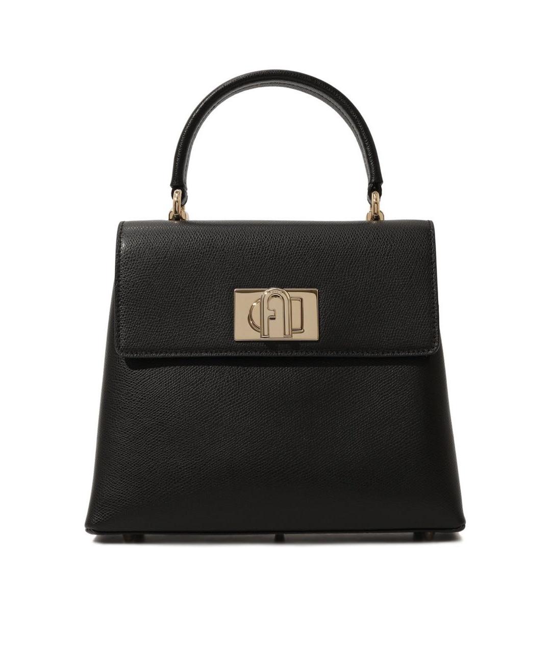 FURLA Черная кожаная сумка с короткими ручками, фото 5