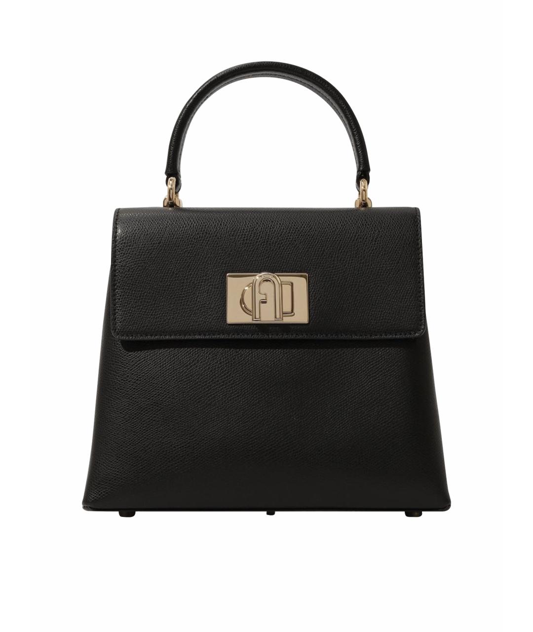FURLA Черная кожаная сумка с короткими ручками, фото 1