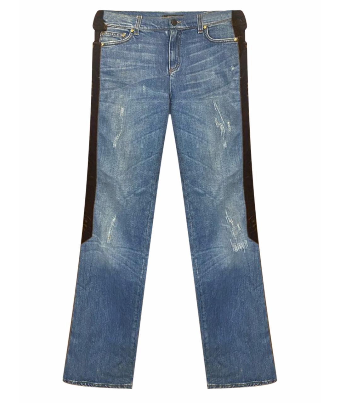 ROBERTO CAVALLI Синие хлопко-эластановые прямые джинсы, фото 1