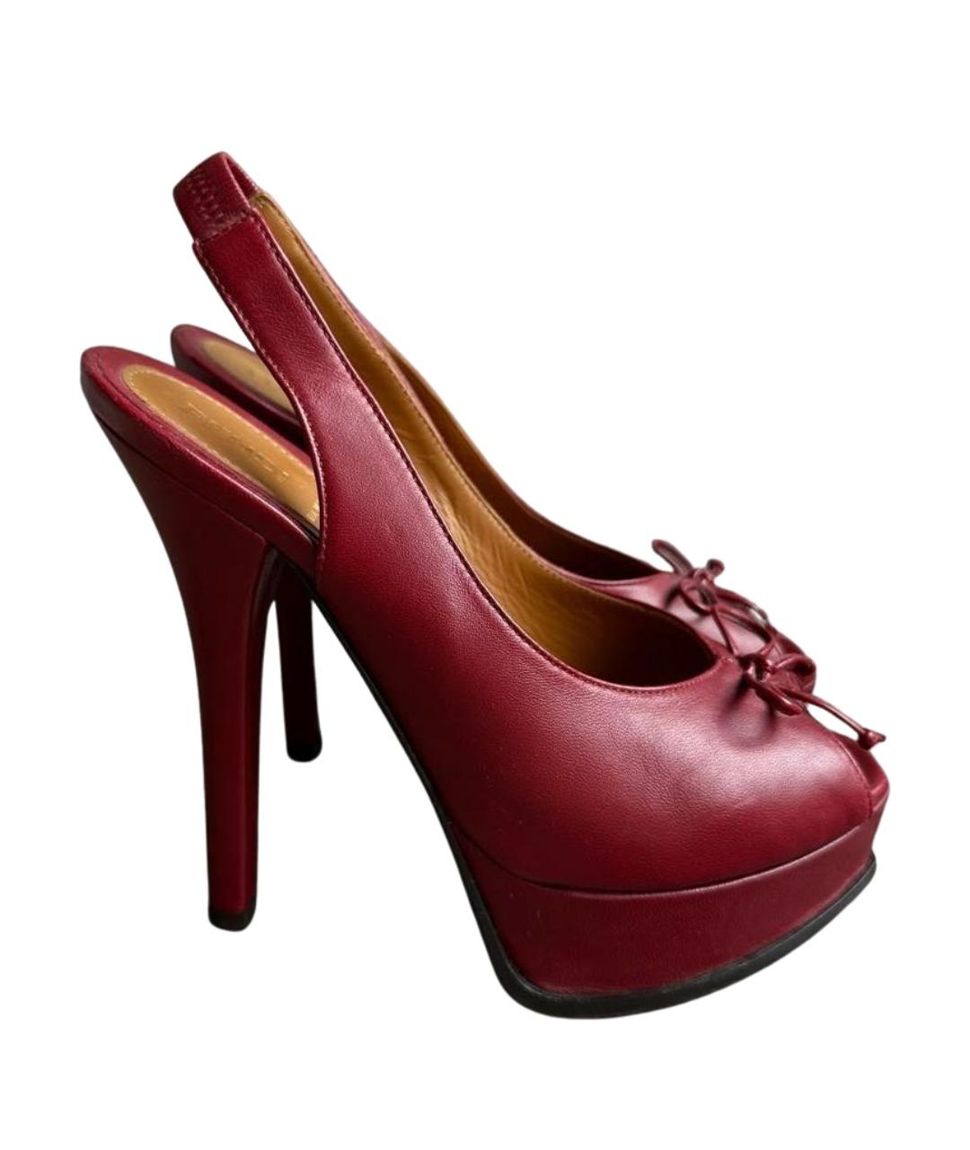 FENDI Красные кожаные босоножки, фото 10