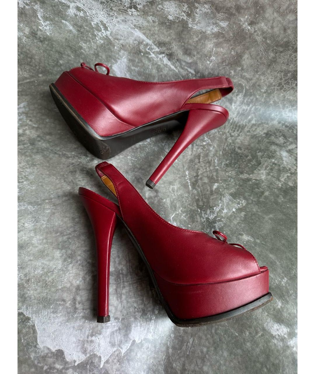 FENDI Красные кожаные босоножки, фото 7