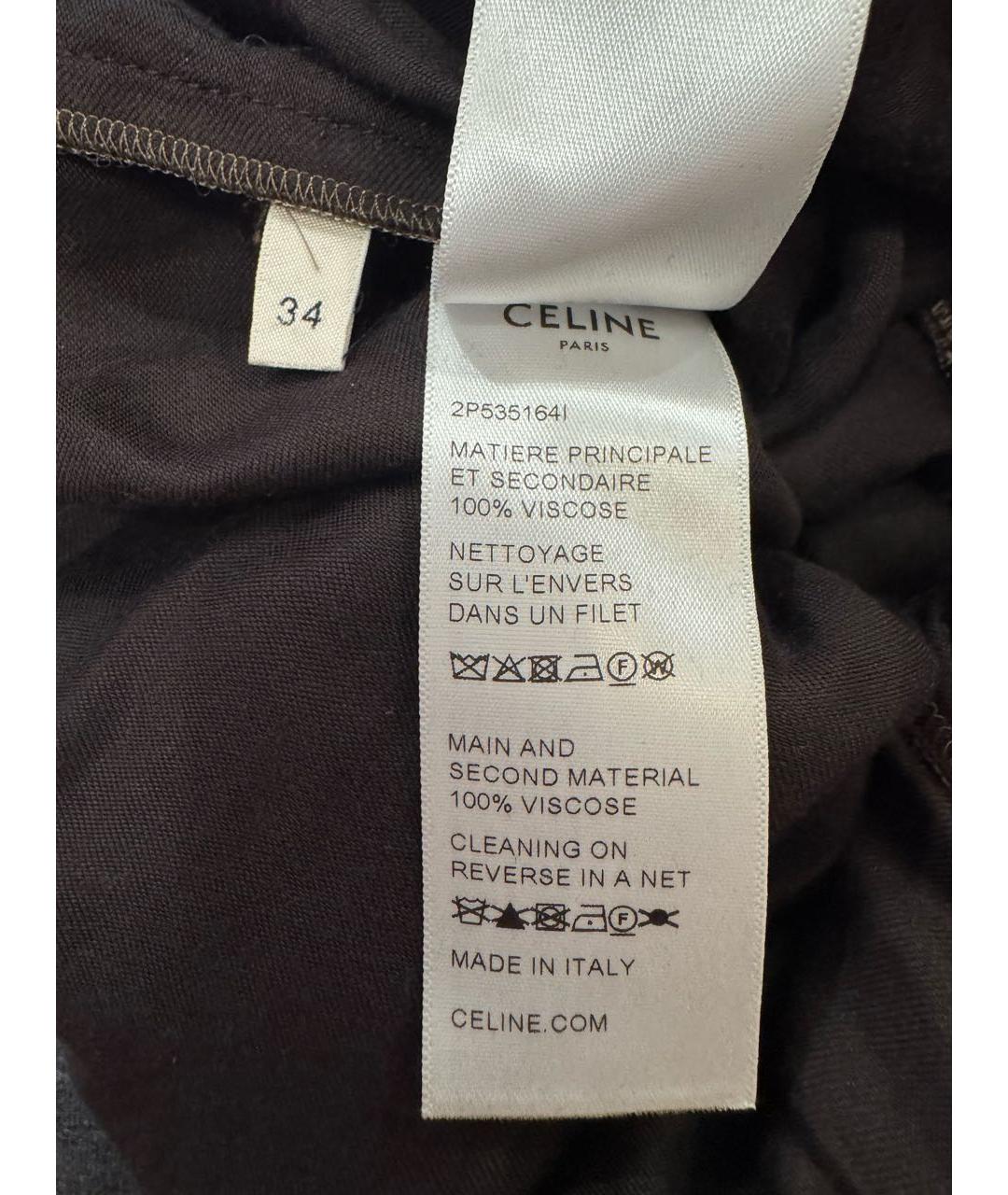 CELINE Коричневые вискозные прямые брюки, фото 4