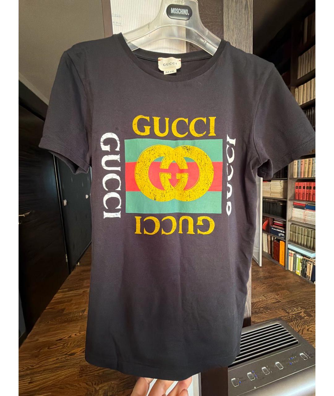 GUCCI Черная хлопковая детская футболка, фото 5