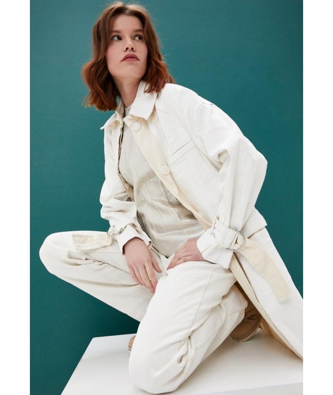 SPORTMAX Белые хлопковые прямые джинсы, фото 7