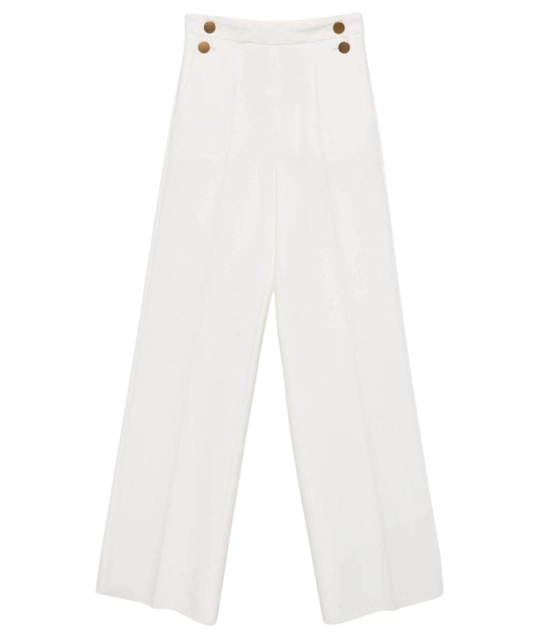 MAX MARA Белые шерстяные прямые брюки, фото 1