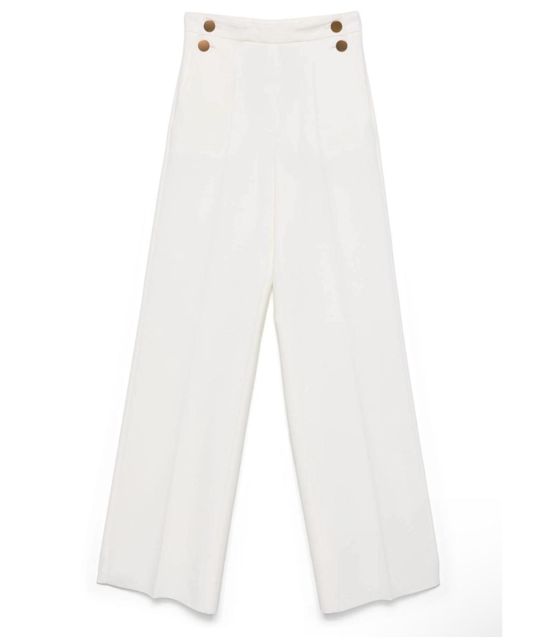 MAX MARA Белые шерстяные прямые брюки, фото 5
