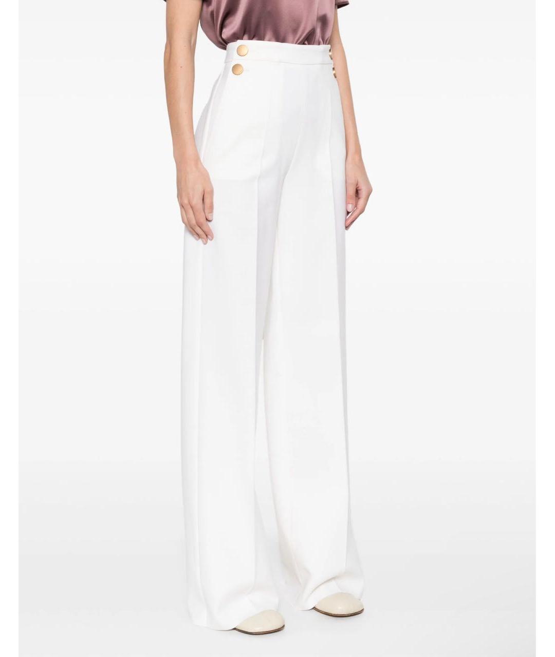 MAX MARA Белые шерстяные прямые брюки, фото 2