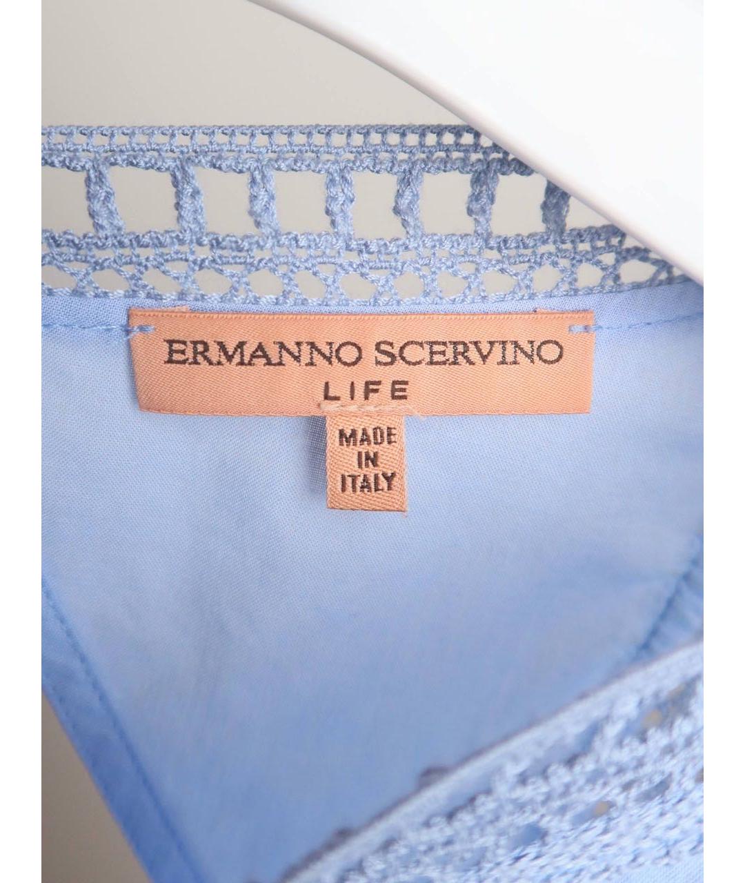 ERMANNO SCERVINO Голубое хлопковое повседневное платье, фото 3