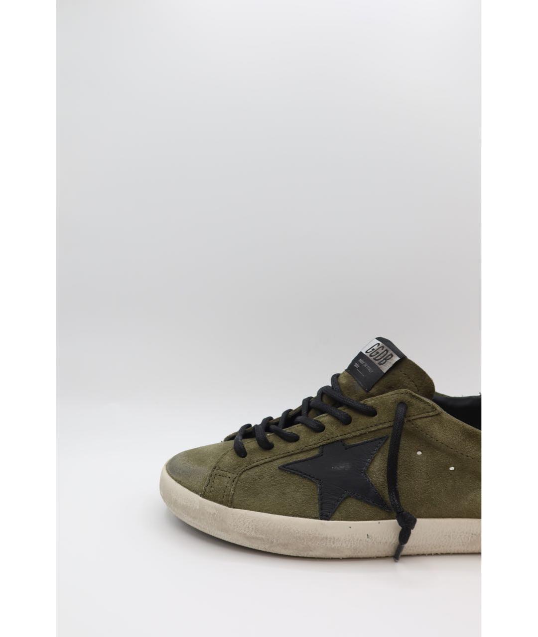 GOLDEN GOOSE Хаки замшевые низкие кроссовки / кеды, фото 2