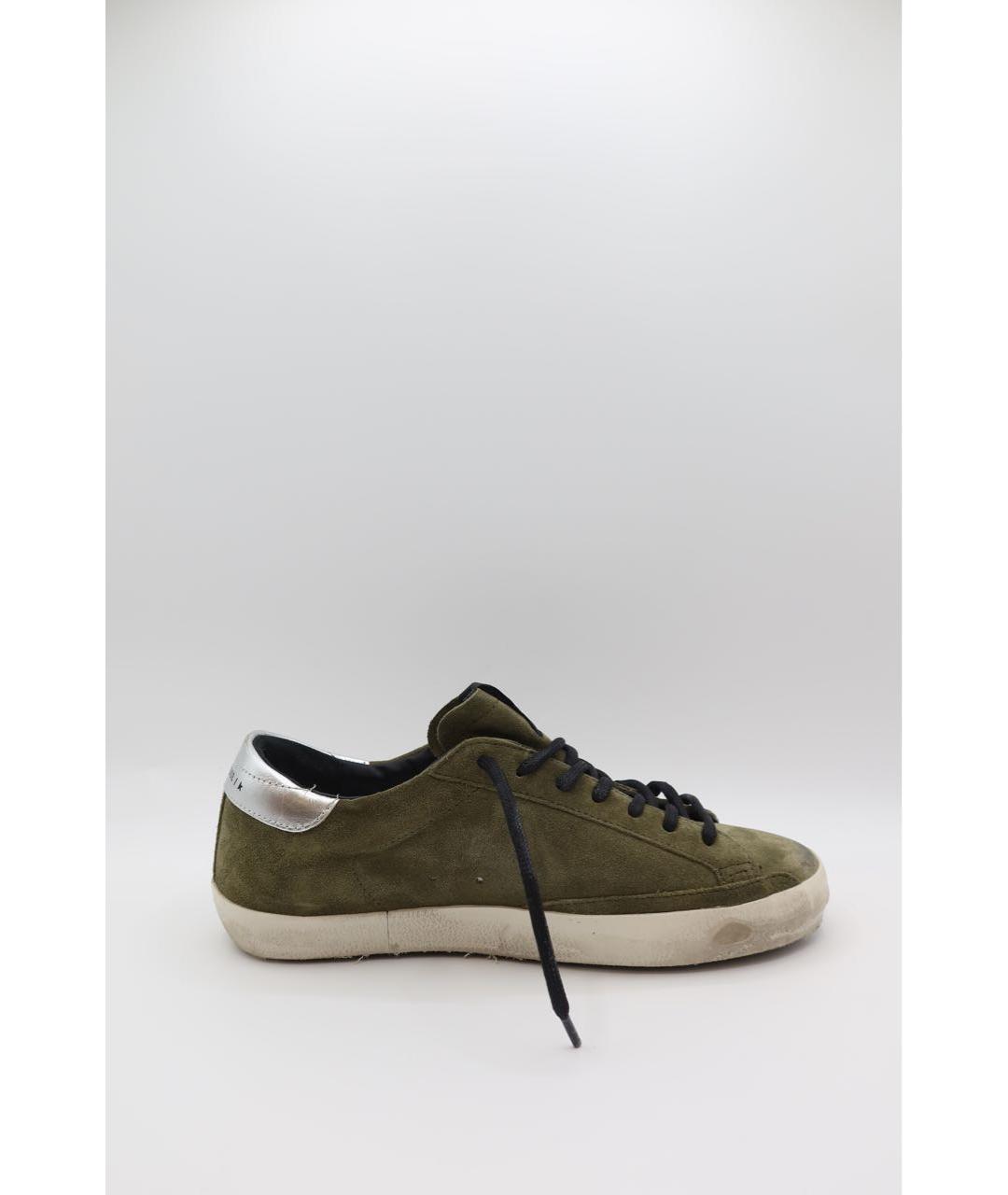 GOLDEN GOOSE Хаки замшевые низкие кроссовки / кеды, фото 4