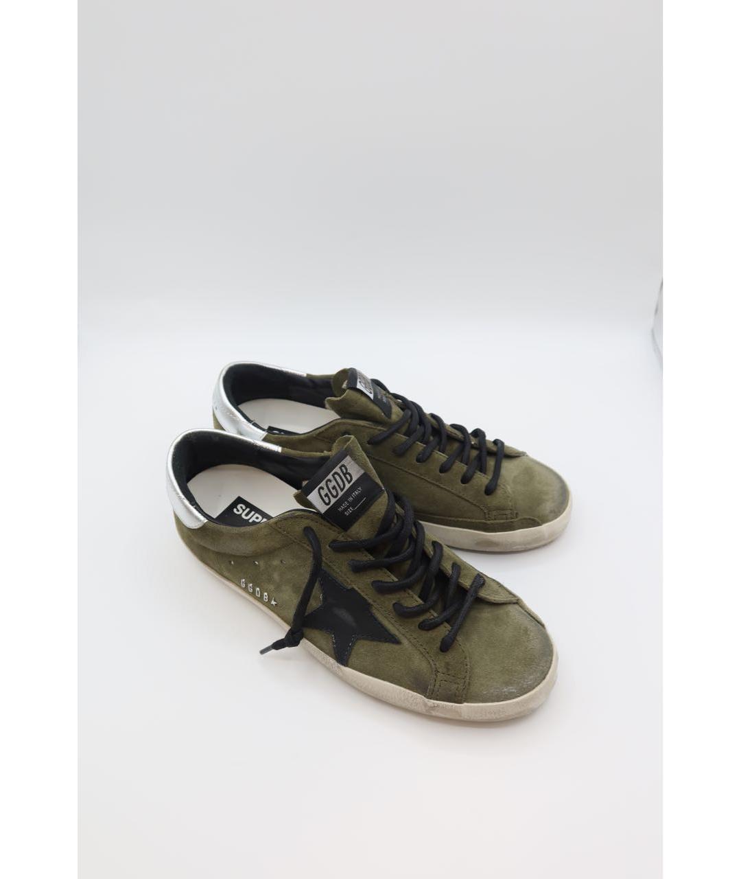 GOLDEN GOOSE Хаки замшевые низкие кроссовки / кеды, фото 5