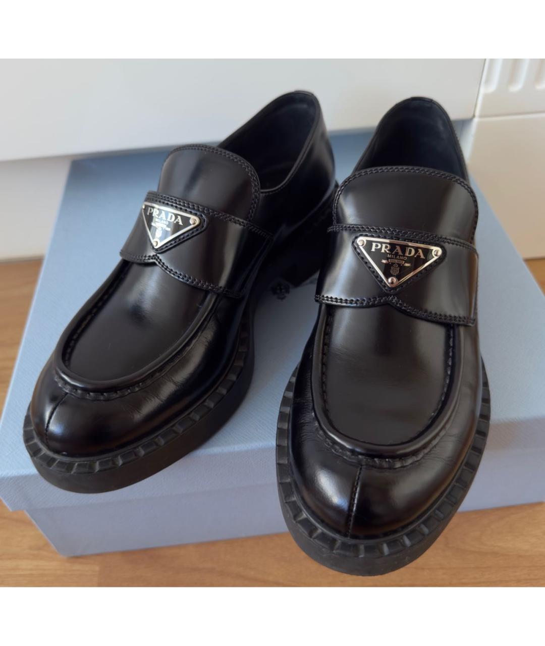 PRADA Черные кожаные лоферы, фото 5