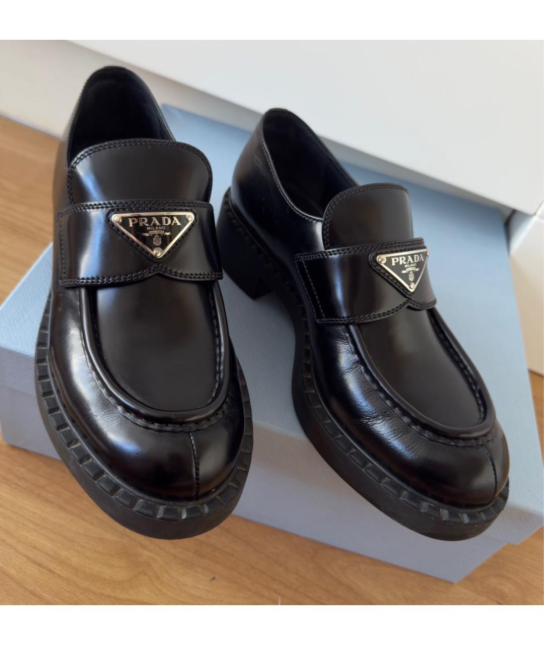 PRADA Черные кожаные лоферы, фото 3