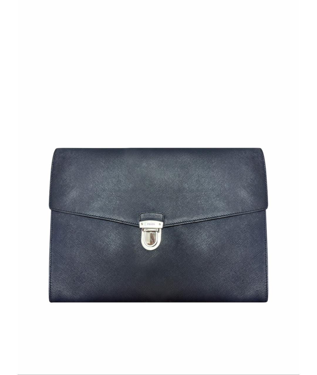 PRADA Темно-синяя кожаная папка для документов, фото 1