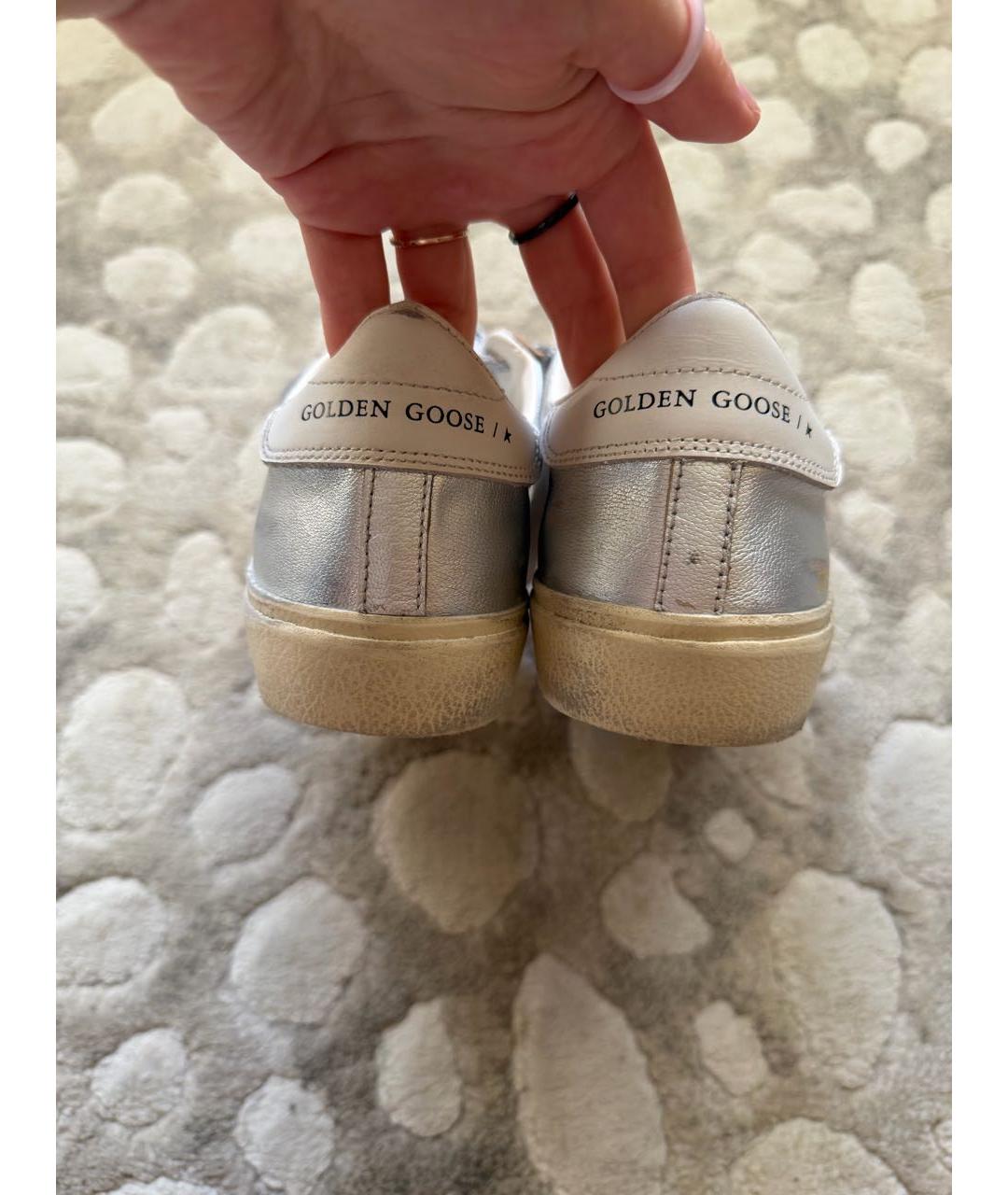 GOLDEN GOOSE Серебряные кожаные кеды, фото 3