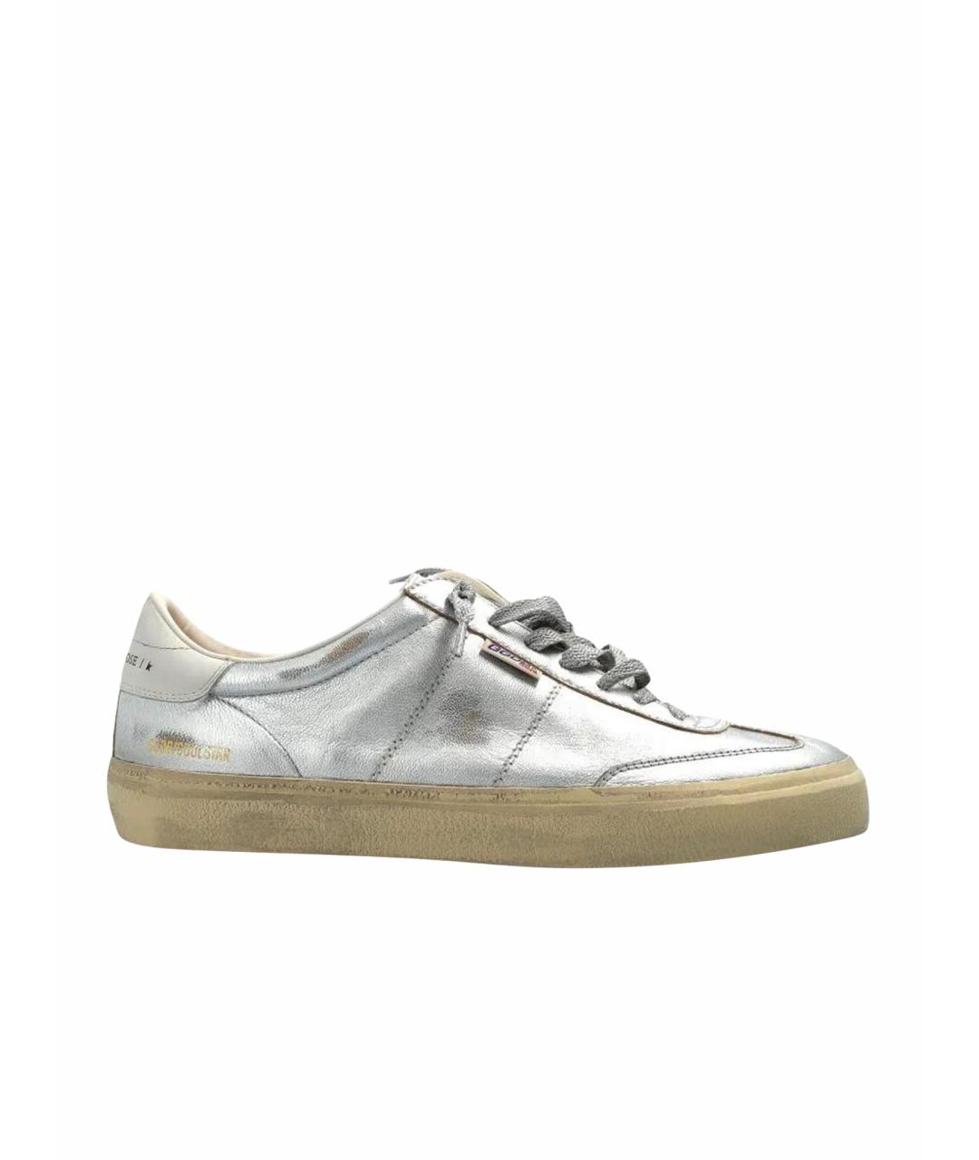 GOLDEN GOOSE Серебряные кожаные кеды, фото 1