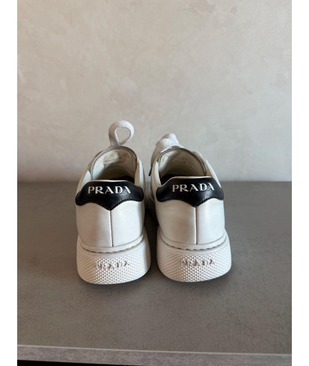 PRADA Белые кожаные кроссовки, фото 4