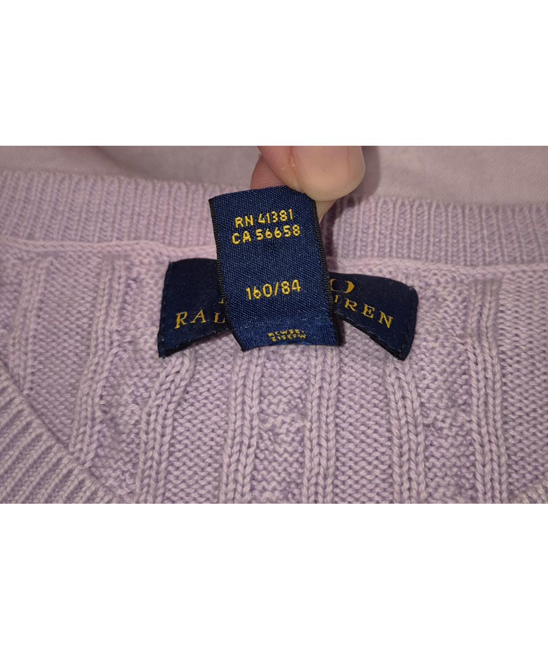 POLO RALPH LAUREN Фиолетовый хлопковый джемпер / свитер, фото 3