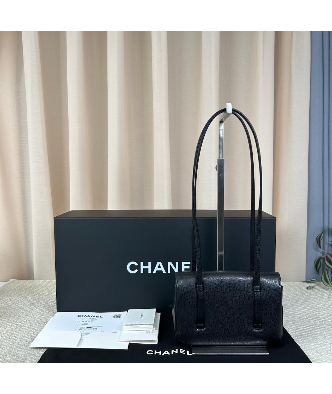 CHANEL Черная кожаная сумка через плечо, фото 3