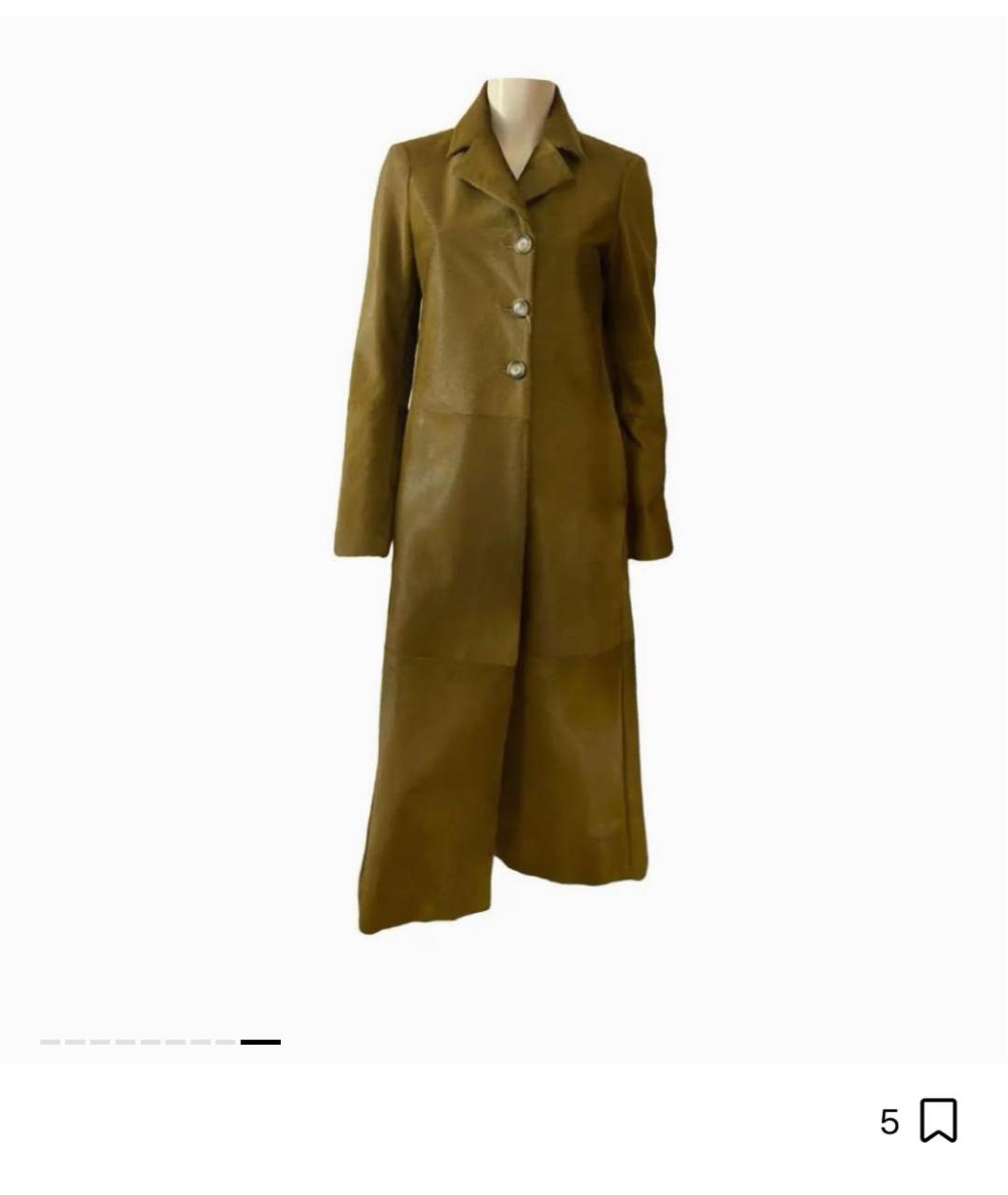 SPORTMAX Горчичное кожаное пальто, фото 5