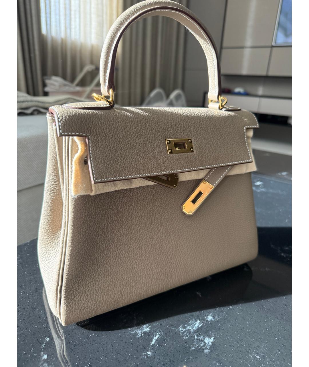 HERMES Бежевая кожаная сумка тоут, фото 2
