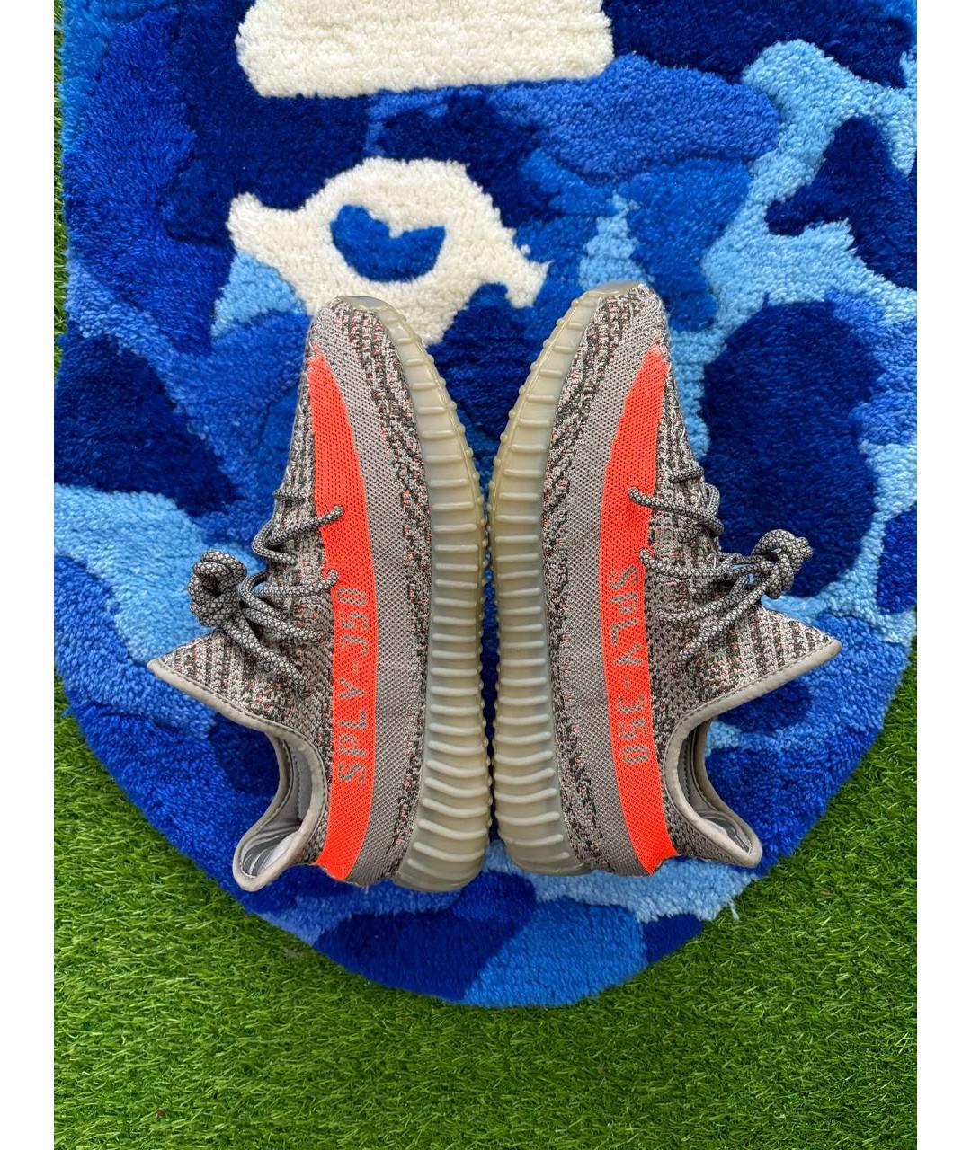 ADIDAS YEEZY Серые синтетические низкие кроссовки / кеды, фото 4