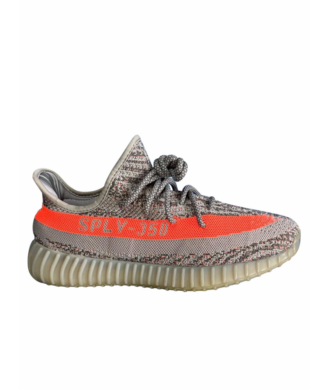 ADIDAS YEEZY Серые синтетические низкие кроссовки / кеды, фото 1