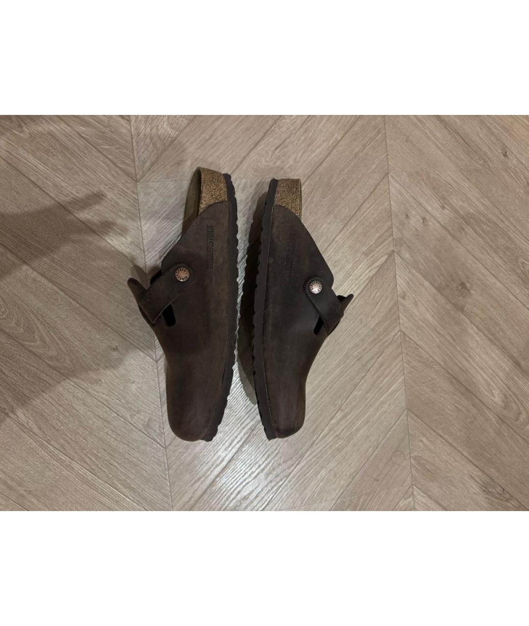 BIRKENSTOCK Коричневые кожаные сабо, фото 8