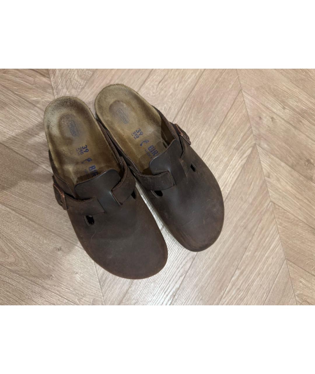 BIRKENSTOCK Коричневые кожаные сабо, фото 7