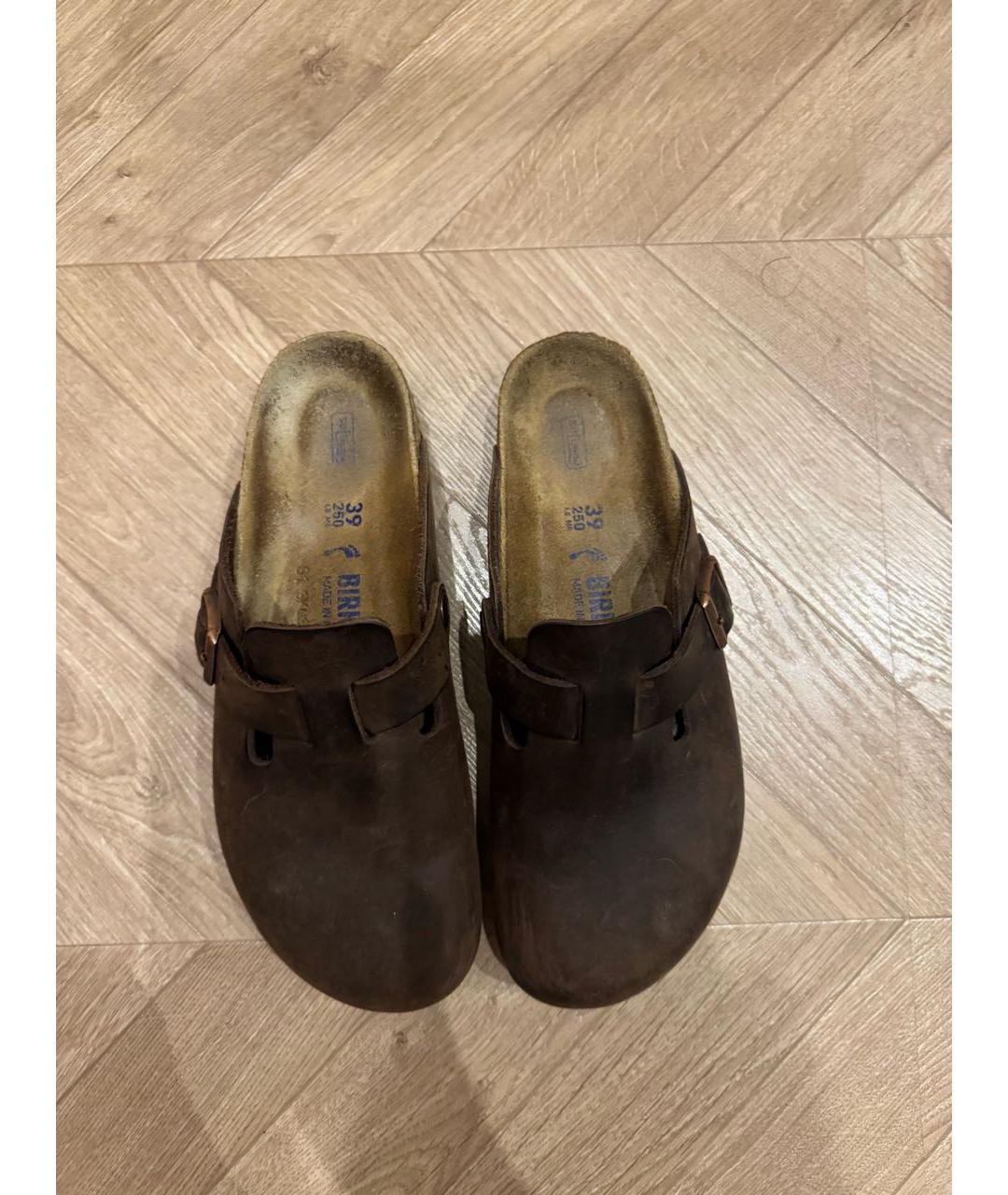 BIRKENSTOCK Коричневые кожаные сабо, фото 2