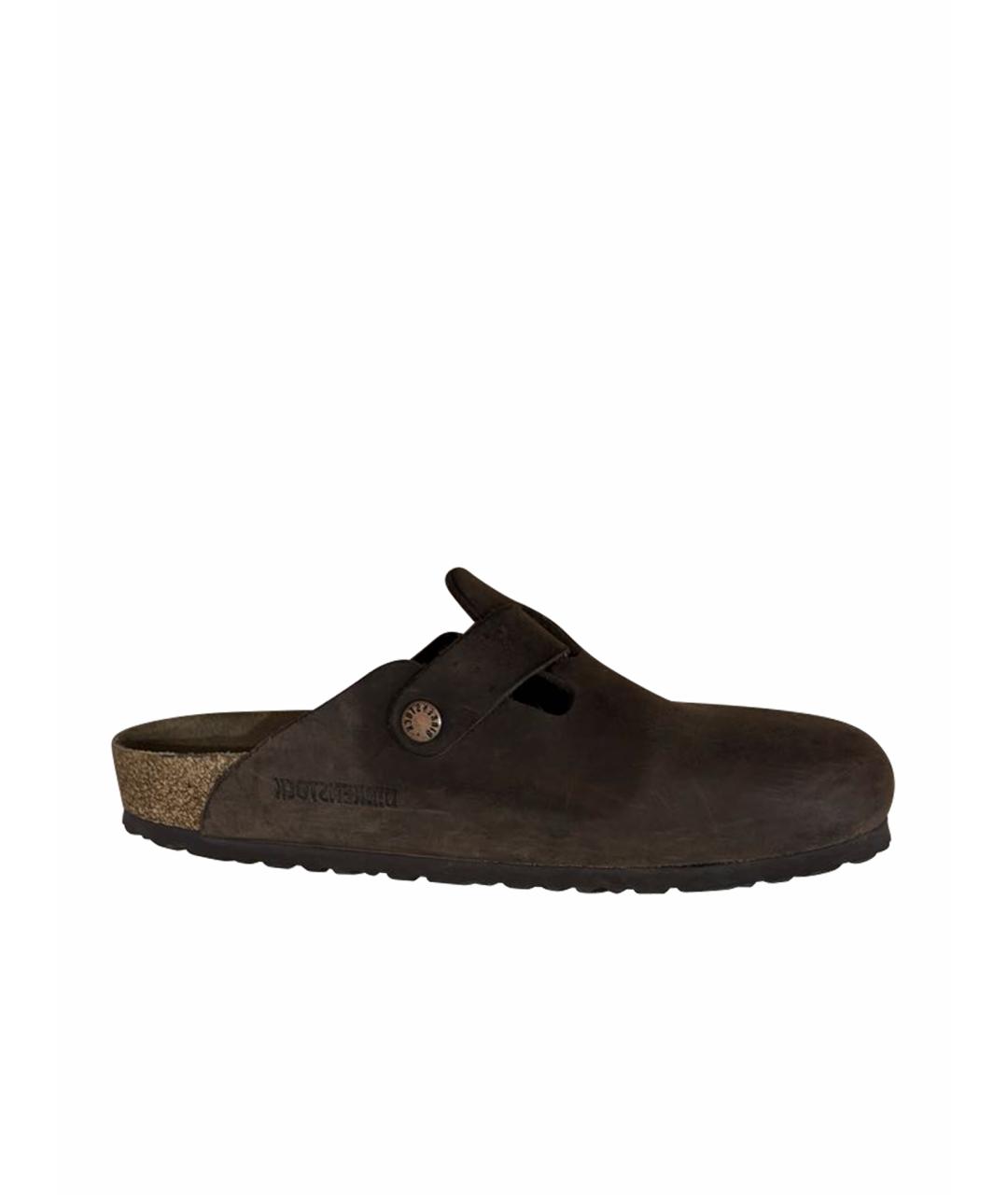 BIRKENSTOCK Коричневые кожаные сабо, фото 1