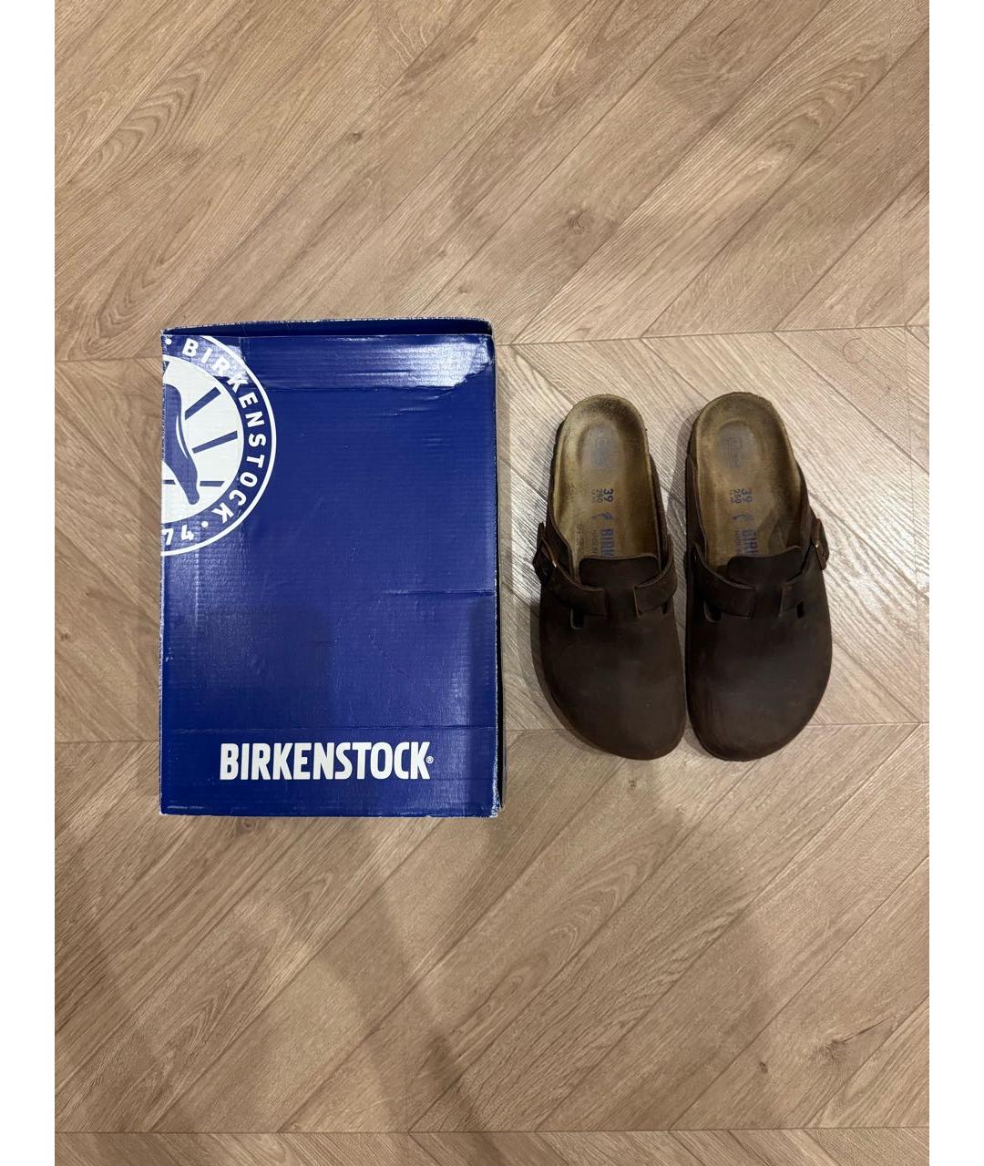 BIRKENSTOCK Коричневые кожаные сабо, фото 6