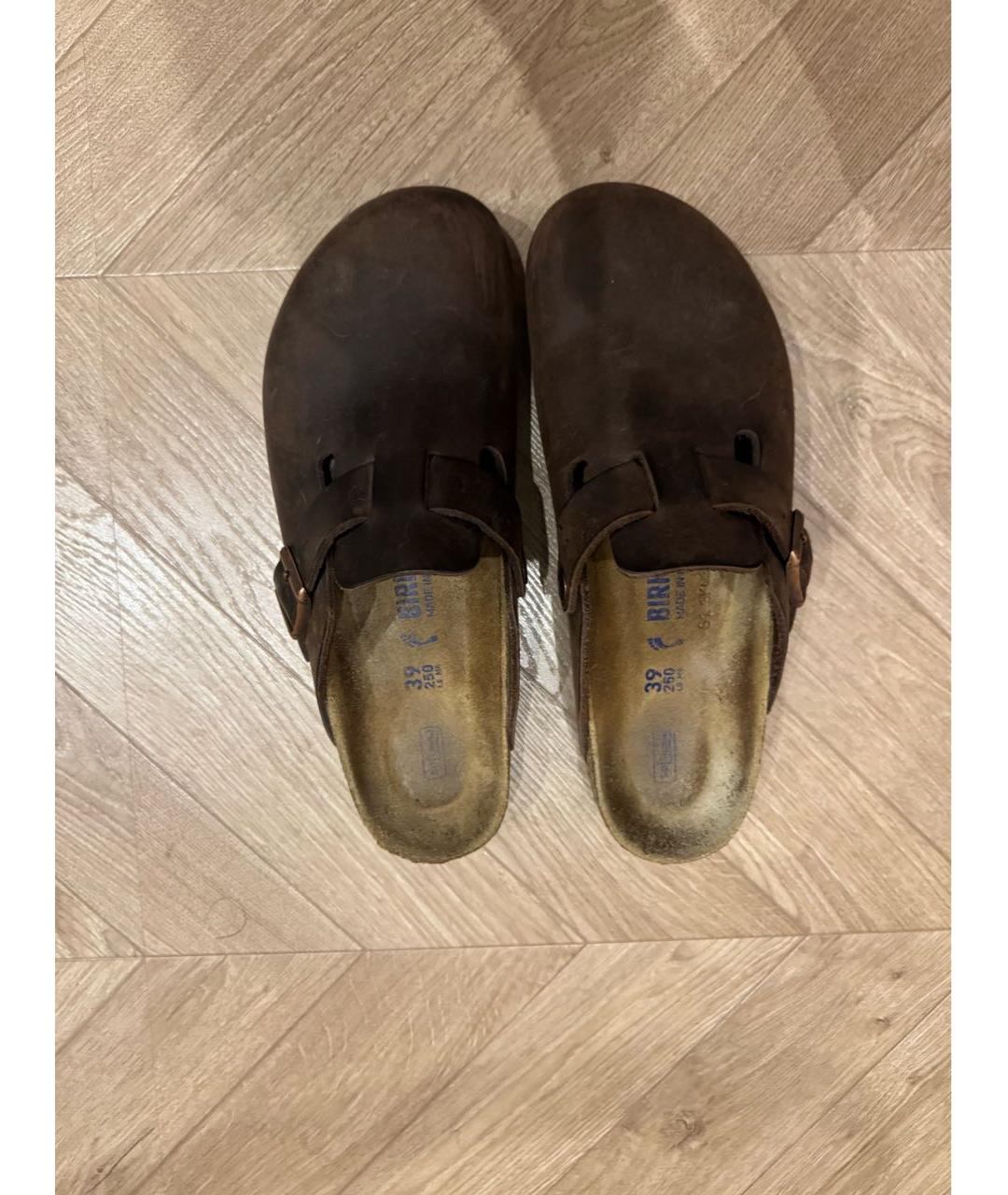 BIRKENSTOCK Коричневые кожаные сабо, фото 3