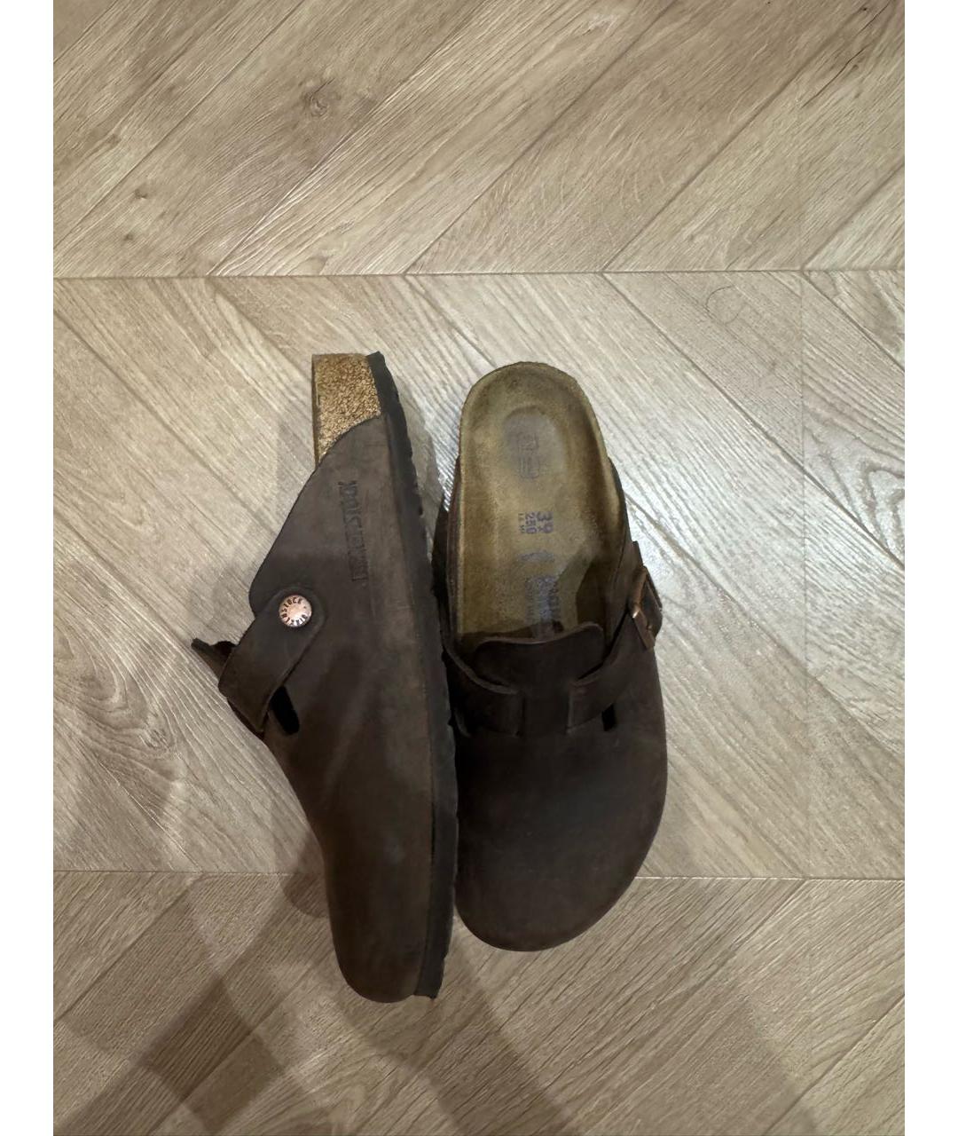 BIRKENSTOCK Коричневые кожаные сабо, фото 4