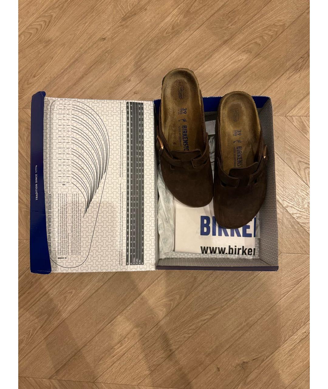 BIRKENSTOCK Коричневые кожаные сабо, фото 5
