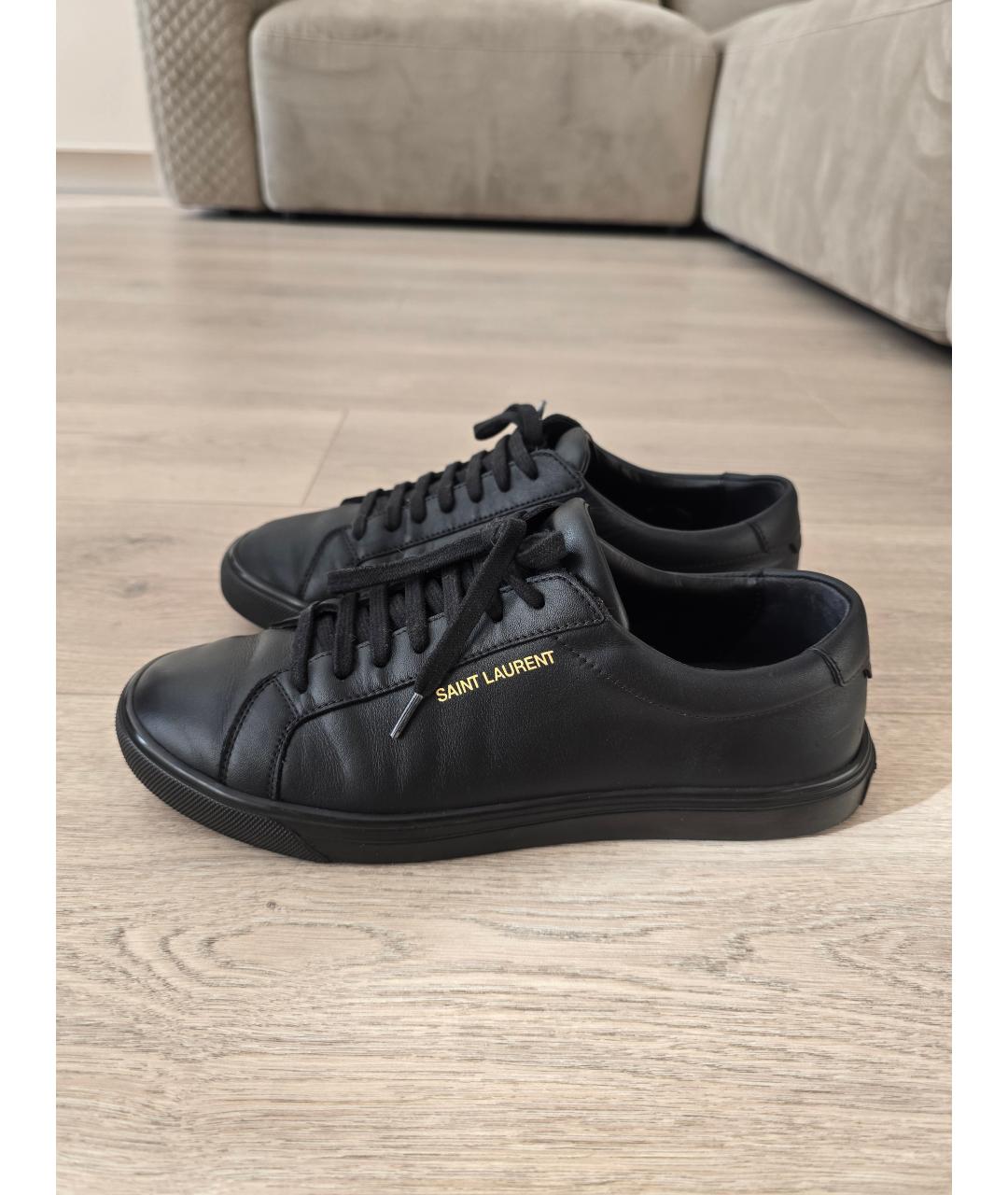 SAINT LAURENT Черные кожаные кеды, фото 9