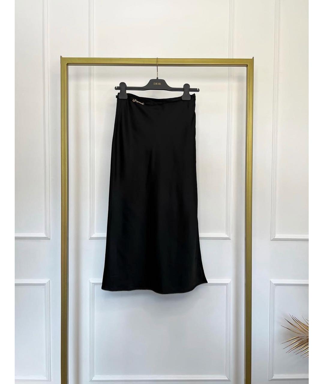 JACQUEMUS Черная вискозная юбка миди, фото 8