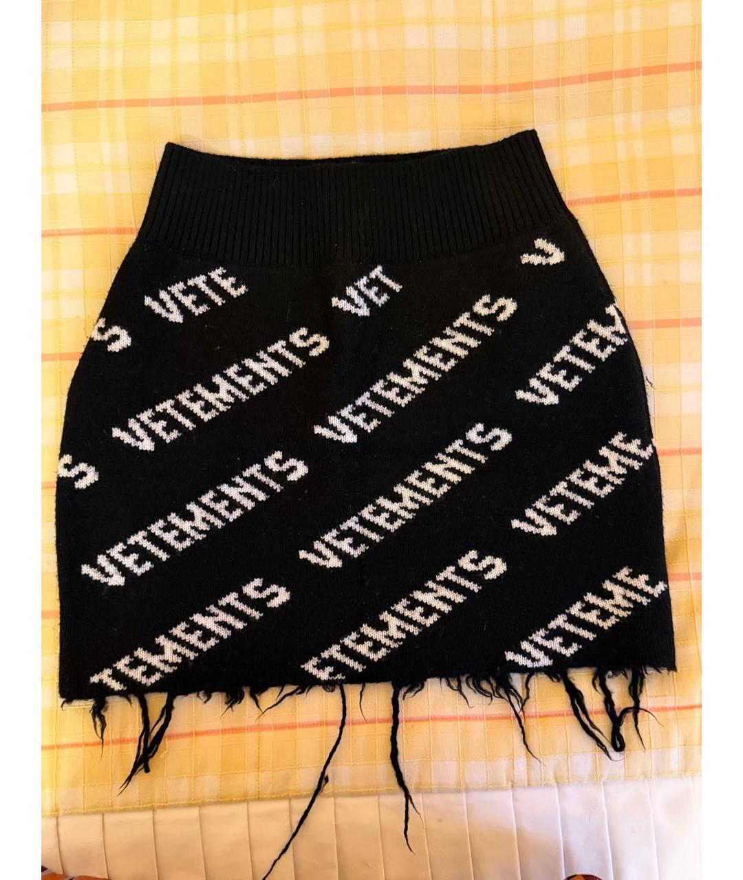 VETEMENTS Черная шерстяная юбка мини, фото 6