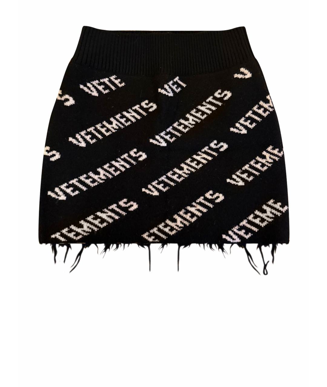 VETEMENTS Черная шерстяная юбка мини, фото 1