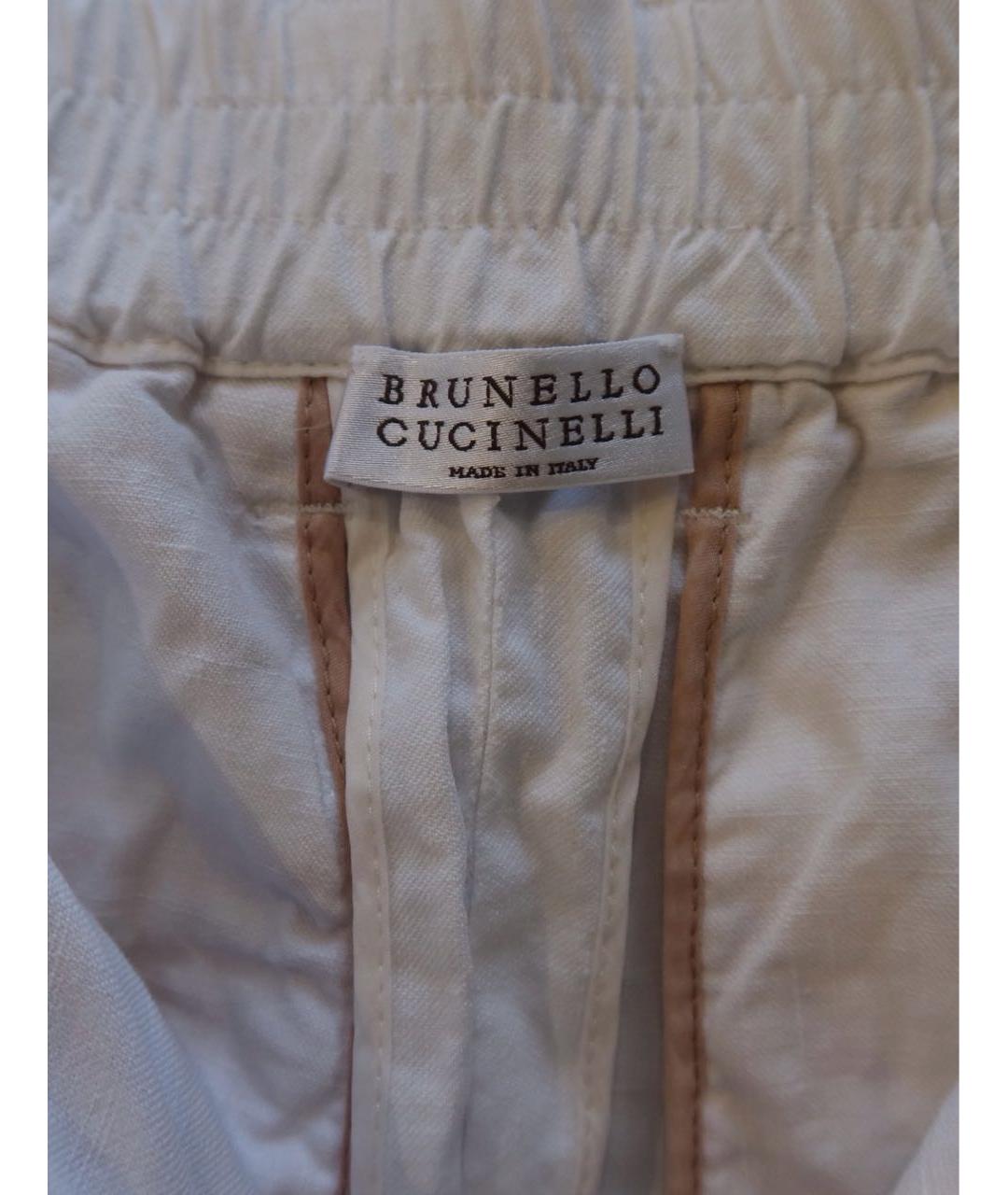 BRUNELLO CUCINELLI Белые льняные брюки широкие, фото 3