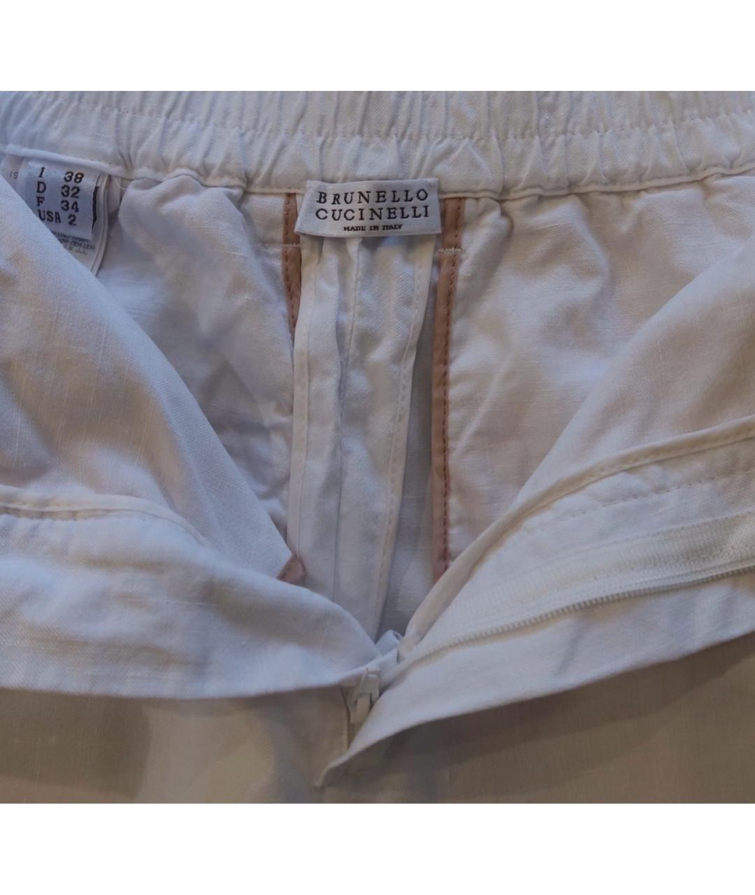 BRUNELLO CUCINELLI Белые льняные брюки широкие, фото 4