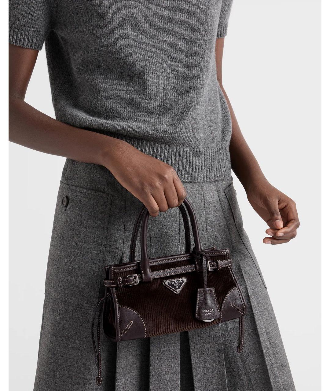 PRADA Коричневая хлопковая сумка с короткими ручками, фото 2