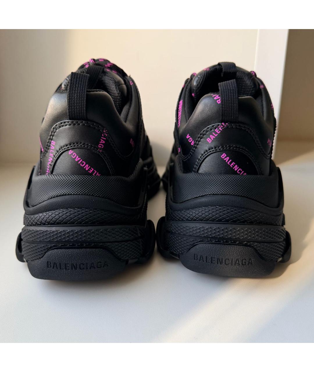 BALENCIAGA Черные кожаные кроссовки, фото 4